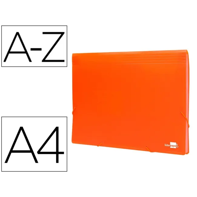 CARPETA LIDERPAPEL CLASIFICADOR FUELLE POLIPROPILENO DIN A4 NARANJA...
