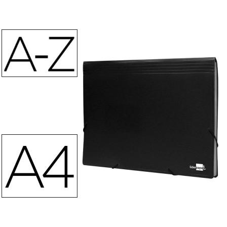 CARPETA LIDERPAPEL CLASIFICADOR FUELLE POLIPROPILENO DIN A4 NEGRO O...