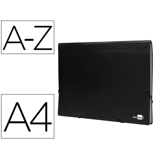 CARPETA LIDERPAPEL CLASIFICADOR FUELLE POLIPROPILENO DIN A4 NEGRO O...