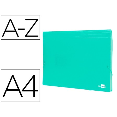 CARPETA LIDERPAPEL CLASIFICADOR FUELLE POLIPROPILENO DIN A4 VERDE O...