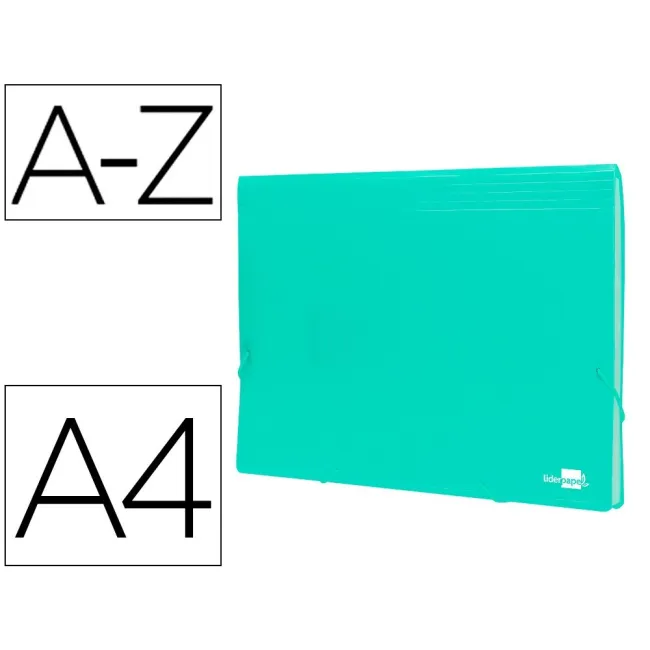 CARPETA LIDERPAPEL CLASIFICADOR FUELLE POLIPROPILENO DIN A4 VERDE O...