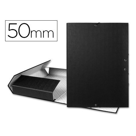 CARPETA PROYECTOS LIDERPAPEL FOLIO LOMO 50MM CARTON FORRADO NEGRA