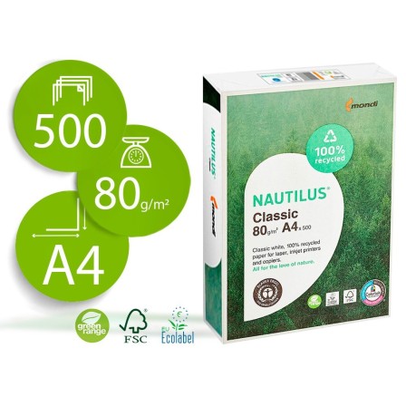 PAPEL FOTOCOPIADORA NAUTILUS DIN A4 80 GRAMOS -PAQUETE DE 500 HOJAS...