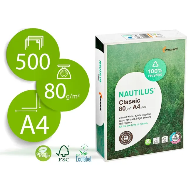 PAPEL FOTOCOPIADORA NAUTILUS DIN A4 80 GRAMOS -PAQUETE DE 500 HOJAS...