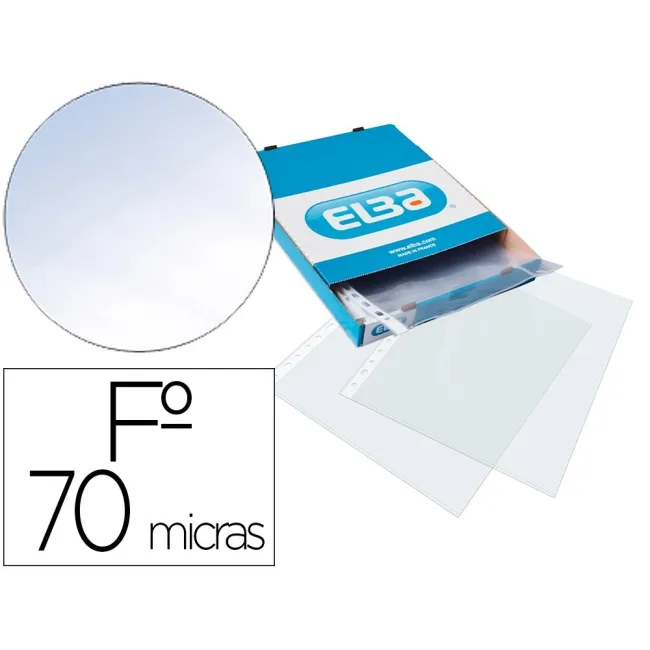 FUNDA MULTITALADRO ELBA STANDARD FOLIO 70 MICRAS CRISTAL CAJA DE 10...