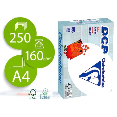 PAPEL FOTOCOPIADORA CLAIREFONTAINE DIN A4 160 GRAMOS PAQUETE DE 250...