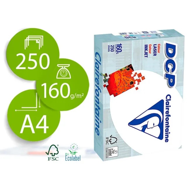 PAPEL FOTOCOPIADORA CLAIREFONTAINE DIN A4 160 GRAMOS PAQUETE DE 250...