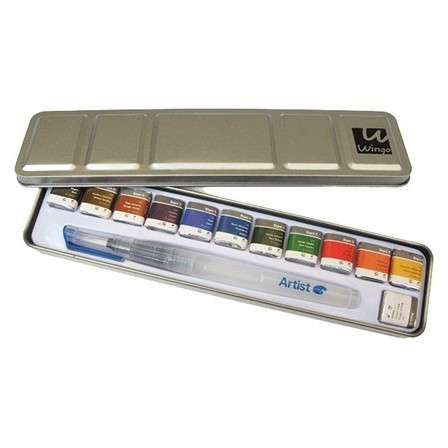 ACUARELA ARTIST START CAJA METAL 12 COLORES SURTIDOS + PINCEL RELLE...