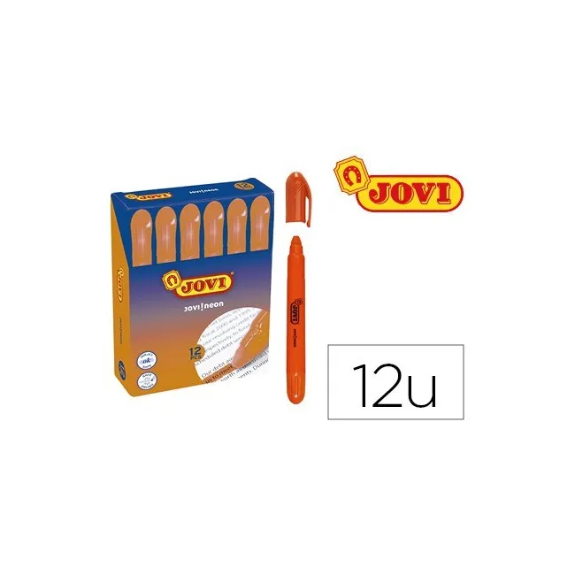 MARCADOR DE CERA GEL JOVI FLUORESCENTE NARANJA CAJA DE 12 UNIDADES