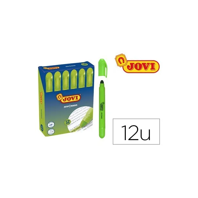MARCADOR DE CERA GEL JOVI FLUORESCENTE VERDE CAJA DE 12 UNIDADES