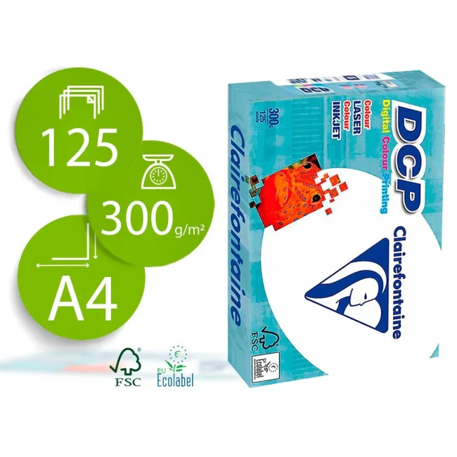 PAPEL FOTOCOPIADORA CLAIREFONTAINE DIN A4 300 GRAMOS PAQUETE DE 125...