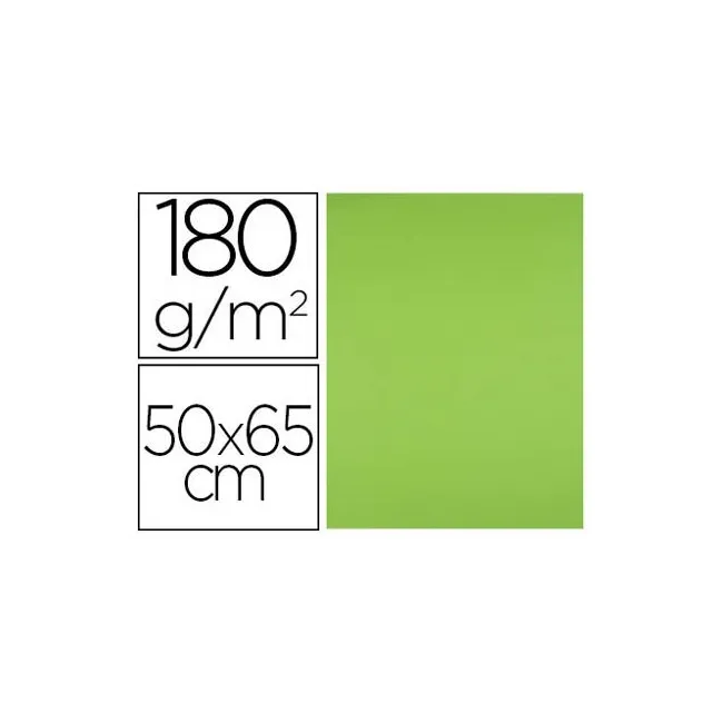 CARTULINA LIDERPAPEL 50X65 CM 180G/M2 VERDE HIERBA PAQUETE DE 25
