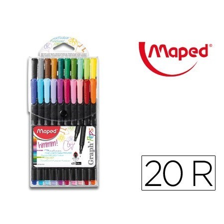 ROTULADOR MAPED PUNTA DE METAL GRAPH PEPS FINE LINER ESTUCHE DE 20 ...