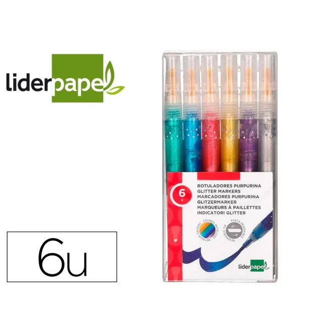 ROTULADOR LIDERPAPEL EFECTO PURPURINA METALIZADA PUNTA REVERSIBLE E...
