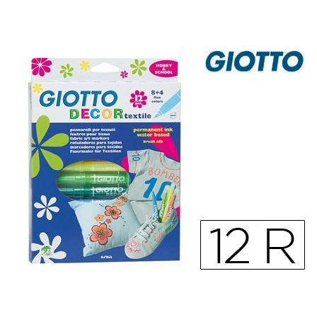 ROTULADOR GIOTTO DECOR TEXTILE PARA CAMISETAS 12 COLORES