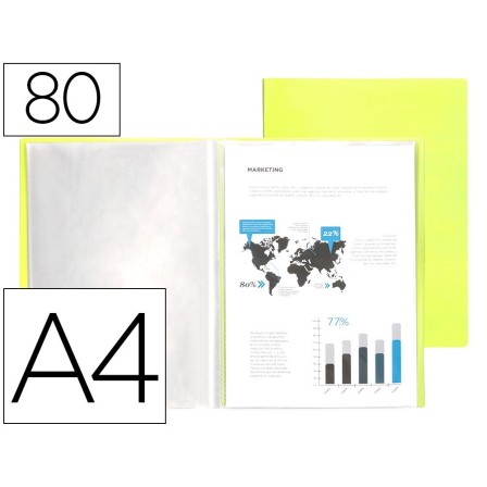 CARPETA LIDERPAPEL ESCAPARATE 80 FUNDAS POLIPROPILENO DIN A4 AMARIL...