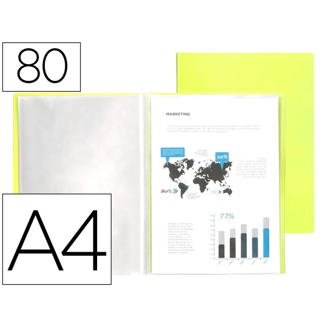 CARPETA LIDERPAPEL ESCAPARATE 80 FUNDAS POLIPROPILENO DIN A4 AMARIL...