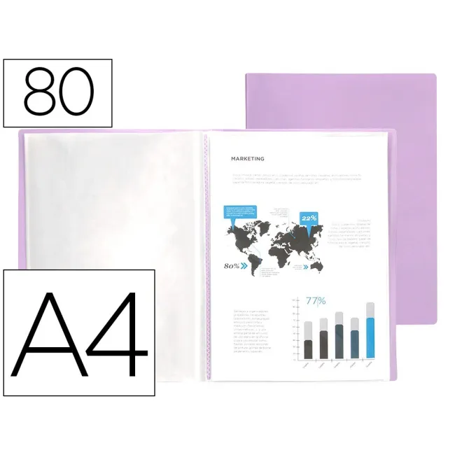 CARPETA LIDERPAPEL ESCAPARATE 80 FUNDAS POLIPROPILENO DIN A4 LAVAND...