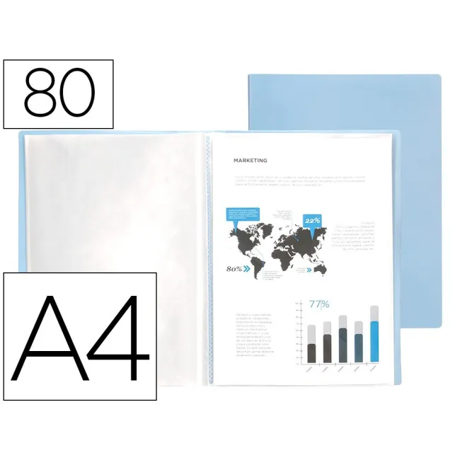 CARPETA LIDERPAPEL ESCAPARATE 80 FUNDAS POLIPROPILENO DIN A4 CELEST...