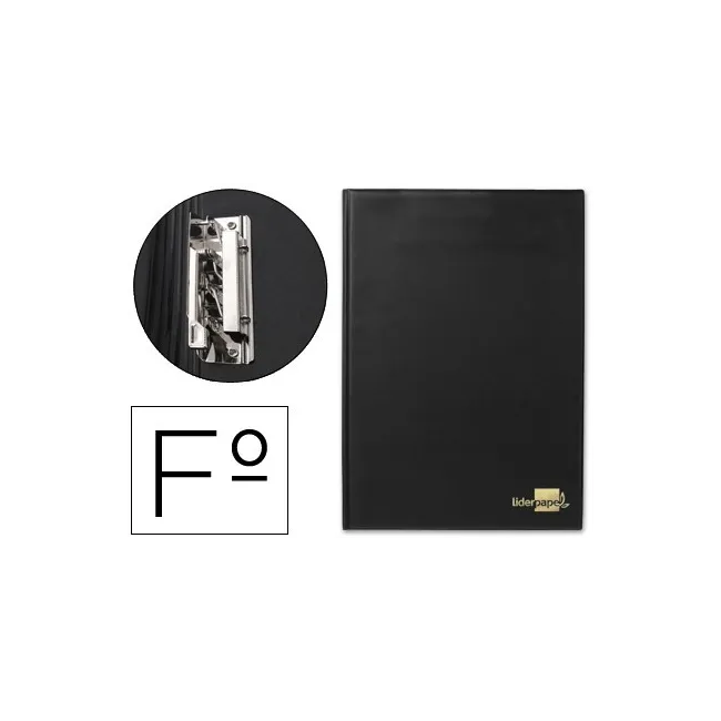 CARPETA LIDERPAPEL MINICLIP LATERAL FOLIO PLASTICO NEGRO