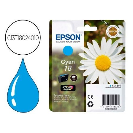 INK-JET EPSON T18 CYAN EXPRESSION HOME XP-102 XP-205 XP-305 XP-405 ...