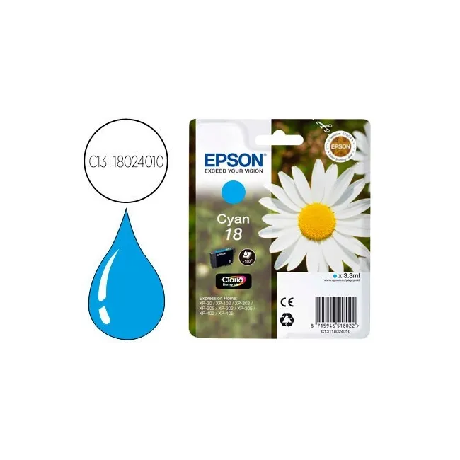 INK-JET EPSON T18 CYAN EXPRESSION HOME XP-102 XP-205 XP-305 XP-405 ...