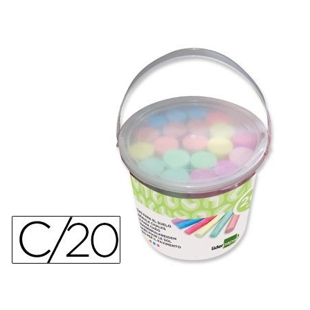 TIZA COLOR LIDERPAPEL PARA SUELO CUBILETE DE 20 UNIDADES COLORES SU...