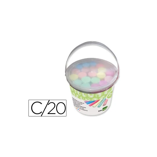 TIZA COLOR LIDERPAPEL PARA SUELO CUBILETE DE 20 UNIDADES COLORES SU...