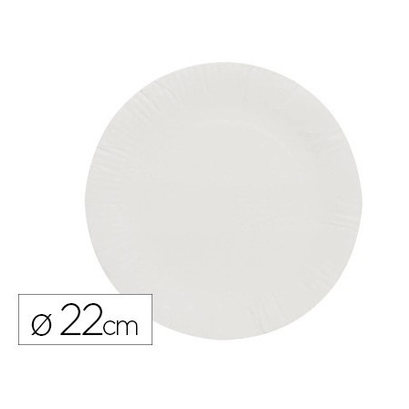 PLATO PAPEL RECICLABLE BLANCO 22 CM PAQUETE 100 UNIDADES
