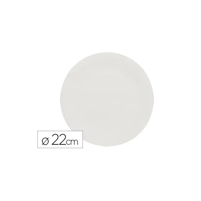 PLATO PAPEL RECICLABLE BLANCO 22 CM PAQUETE 100 UNIDADES