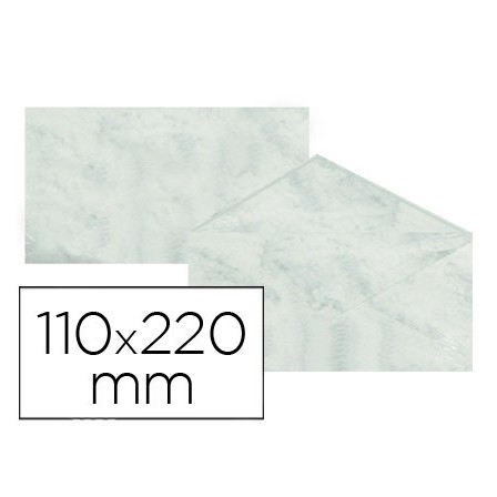SOBRE FANTASIA MARMOLEADO GRIS 110X220 MM 90 GR PAQUETE DE 25