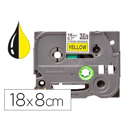 CINTA Q-CONNECT TZE-641 AMARILLO-NEGRO 18MM LONGITUD 8 MT
