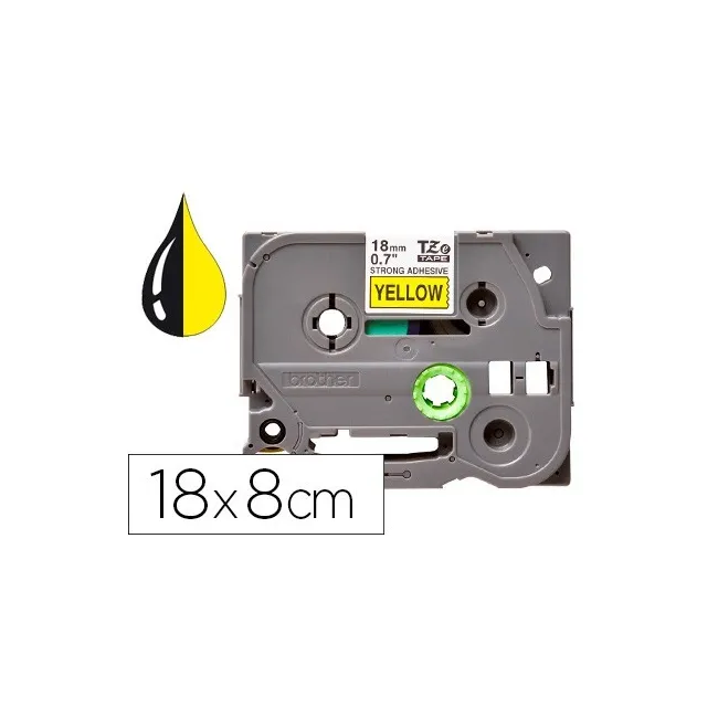 CINTA Q-CONNECT TZE-641 AMARILLO-NEGRO 18MM LONGITUD 8 MT