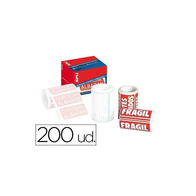 ETIQUETAS APLI FRAGIL 50X100 MM ROLLO CON 200 UNIDADES
