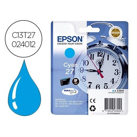 INK-JET EPSON 27 WF3620 / 7110 / 7610 / 7620 CYAN 300 PAG