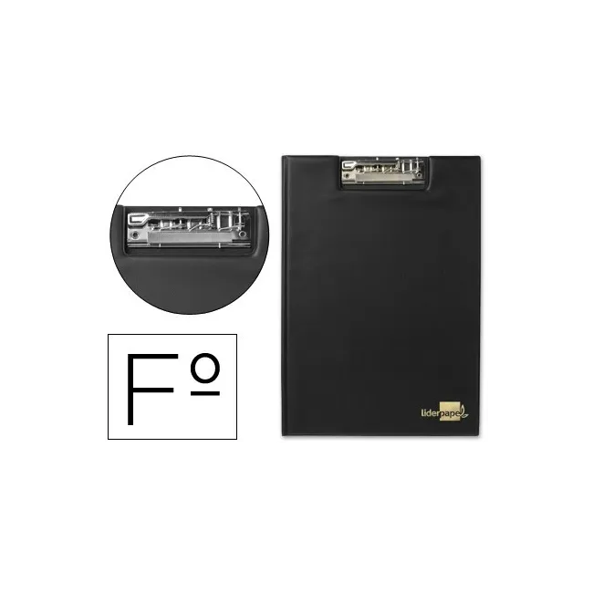 CARPETA LIDERPAPEL MINICLIP SUPERIOR FOLIO PLASTICO NEGRO