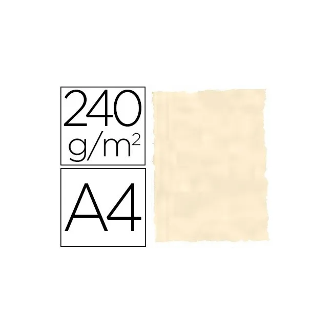 PAPEL COLOR LIDERPAPEL PERGAMINO CON BORDES A4 240G/M2 HUESO PACK D...