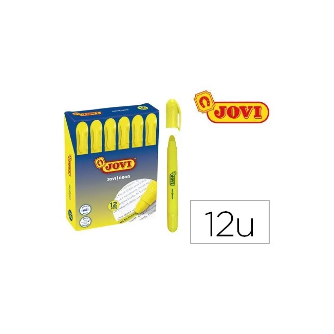MARCADOR DE CERA GEL JOVI FLUORESCENTE AMARILLO CAJA DE 12 UNIDADES