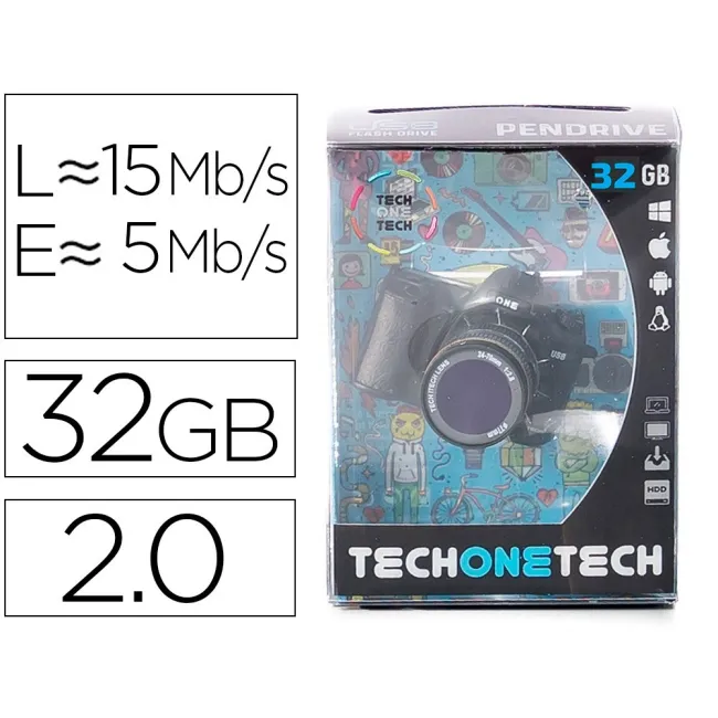 MEMORIA USB TECH ON TECH CAMARA FOTOS THE PERFECT ONE 32 GB