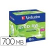 CD-RW VERBATIM SERL CAPACIDAD 700MB VELOCIDAD 12X 80 MIN PACK DE 10...