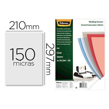 TAPA DE ENCUADERNACION FELLOWES DIN A4 PVC 150 MICRAS TRANSPARENTE ...