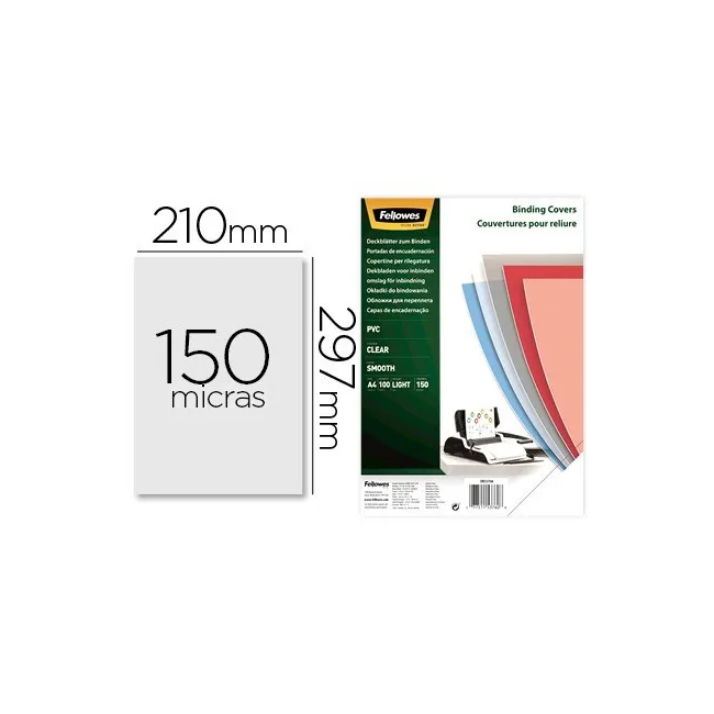 TAPA DE ENCUADERNACION FELLOWES DIN A4 PVC 150 MICRAS TRANSPARENTE ...