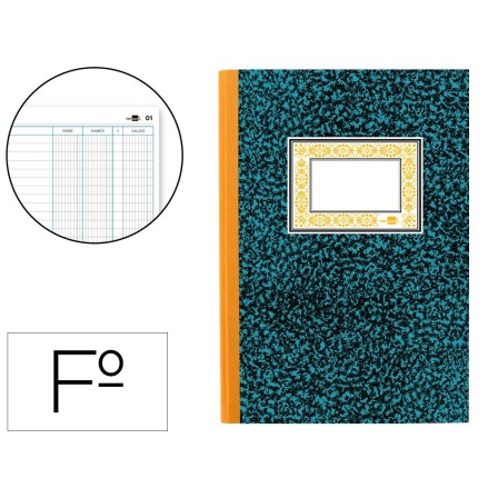 LIBRO LIDERPAPEL FOLIO CARTONE 100 HOJAS CUENTAS CORRIENTES DEBE HA...