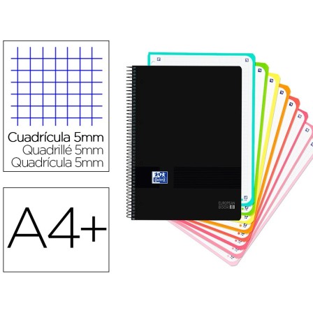 CUADERNO ESPIRAL OXFORD EBOOK 8 TAPA PLASTICO DIN A4+ 160 H CUADRIC...