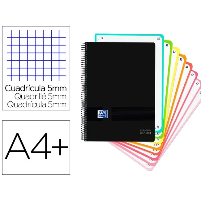 CUADERNO ESPIRAL OXFORD EBOOK 8 TAPA PLASTICO DIN A4+ 160 H CUADRIC...