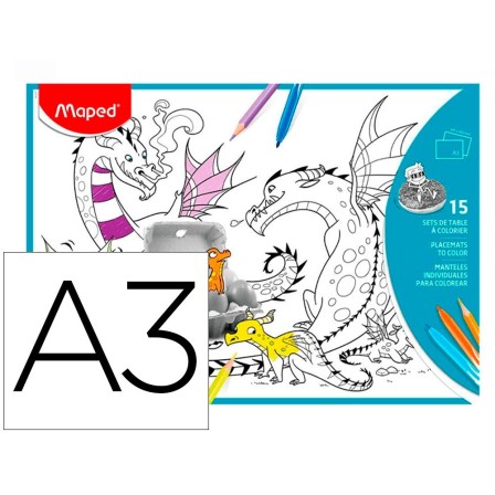 MANTEL PARA COLOREAR MAPED INDIVIDUAL DIN A3 PACK DE 15 UNIDADES SU...