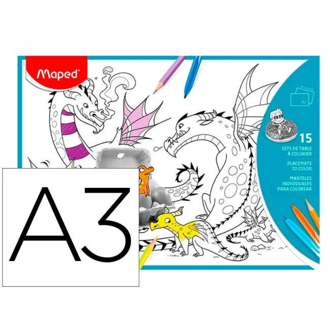 MANTEL PARA COLOREAR MAPED INDIVIDUAL DIN A3 PACK DE 15 UNIDADES SU...
