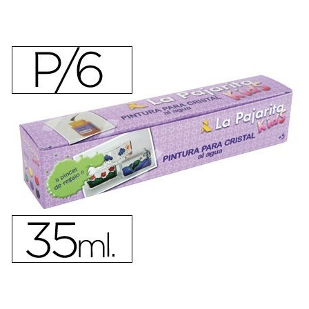 PINTURA LACA CRISTAL LA PAJARITA -SET DE 6 COLORES SURTIDOS +PINCEL