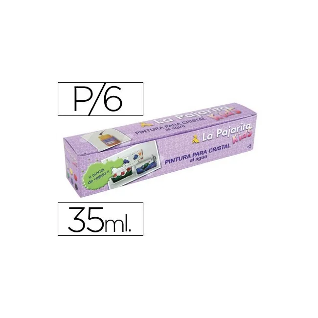 PINTURA LACA CRISTAL LA PAJARITA -SET DE 6 COLORES SURTIDOS +PINCEL