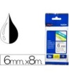 CINTA BROTHER TZE-211 BLANCO-NEGRO 6MM LONGITUD 8 MT